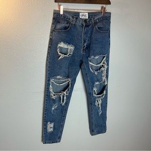 One teaspoon super baggies low rise distressed baggy leg jeans